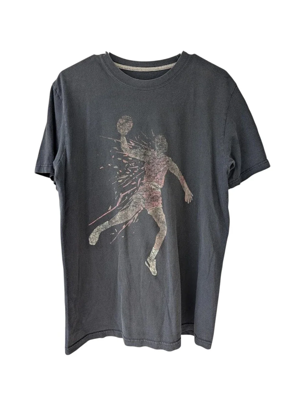 Vintage Michael Jordan Black Graphic Basketball T-Shirt Large Fade 20.5x27.5 Y2K